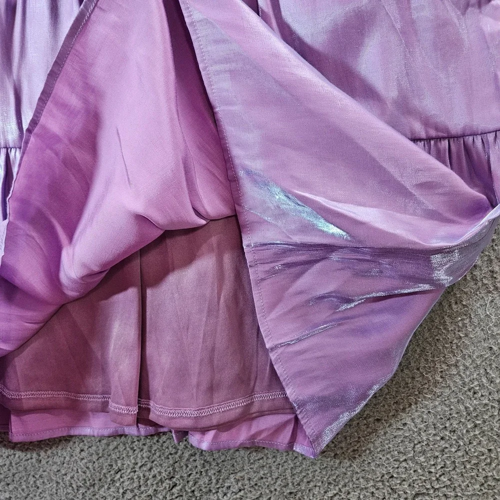 NEW Savanna Jane Dress Small Cap Sleeve Embroidered‎ Lined Shiny Purple - Picture 4 of 8